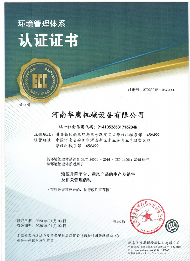 環(huán)境質量體系認證